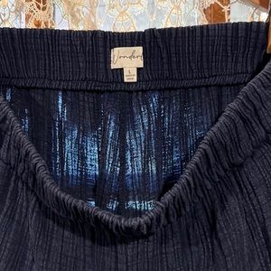 Navy blue gauze wide leg pants with pockets